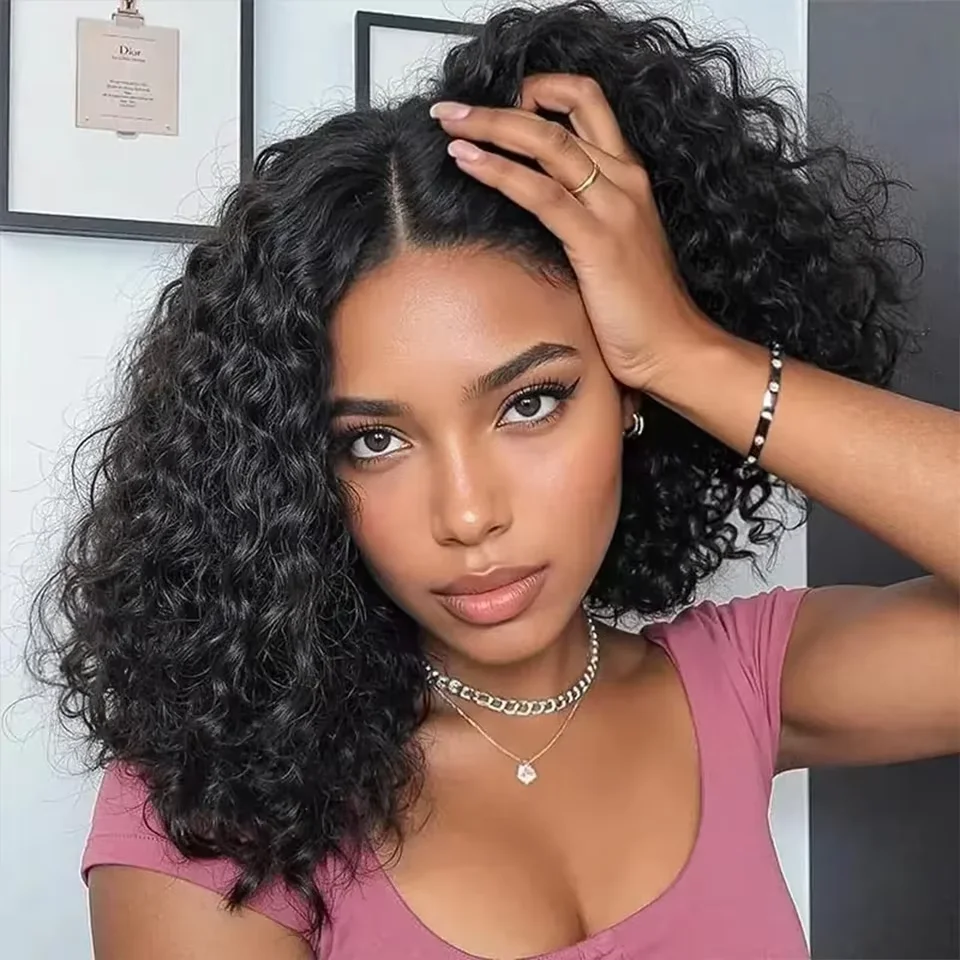 Brazilian Short Bob 100% Human Hair 13x6 Lace Frontal Human Hair Deep Wave 5x5 Lace Front Curly 4x4 Lace Closure Wigs 12 14inch