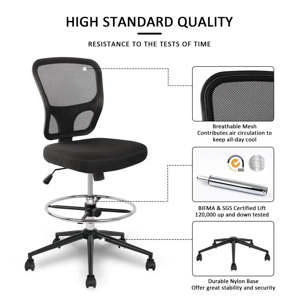 Drafting Chair Tall Office Chair Adjustable Height High Back Ergonomic Desk Chair Drafting Stool Rolling Bar Stools Chairs with - Image 5