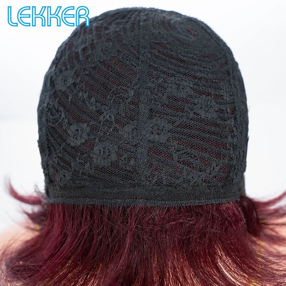 Lekker Colored Short Pixie Cut Straight Bob 100% Human Hair Wigs With Bangs For Women Brazilian Remy Hair Burgundy Red Clearance - Image 6