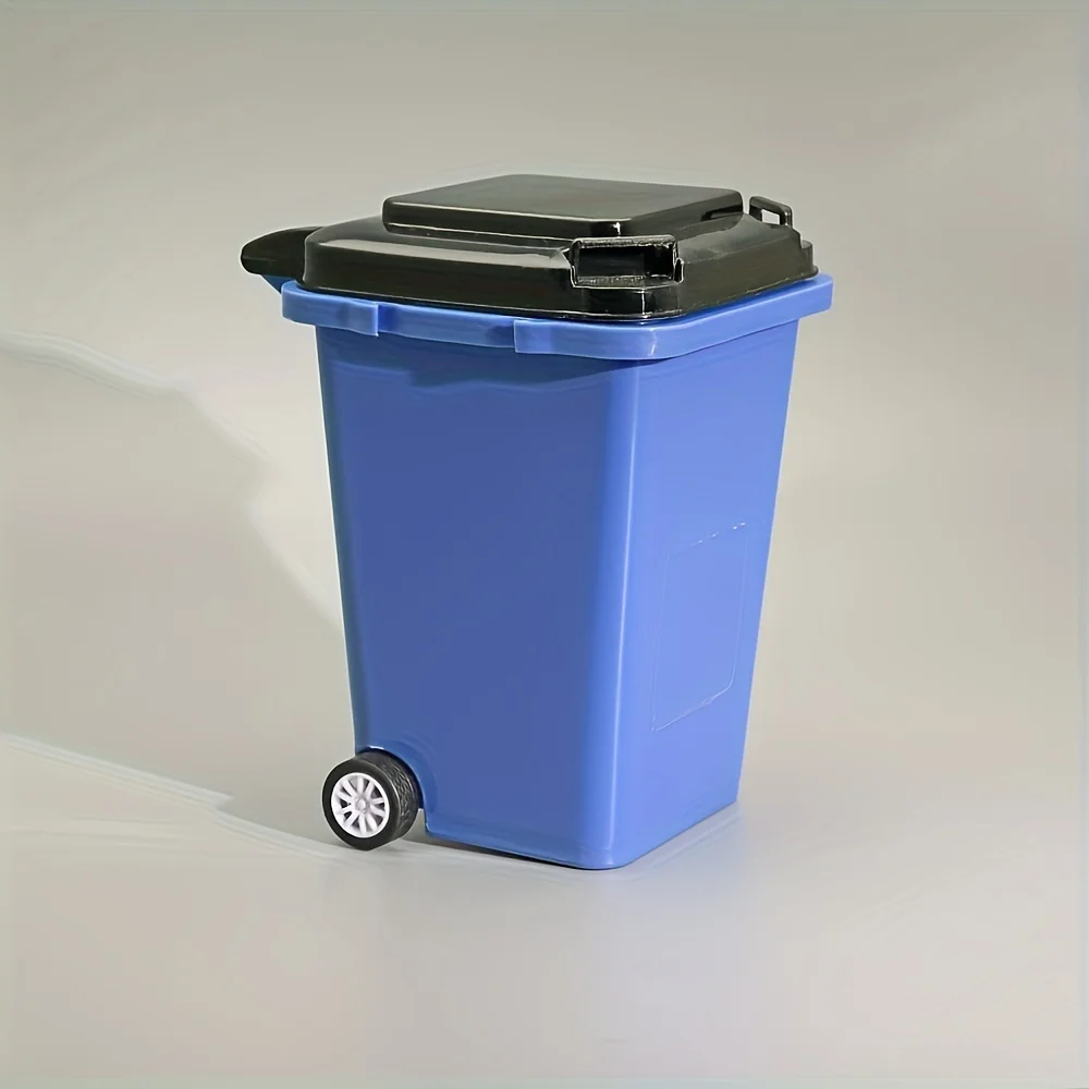 1pc Portable Mini Office Desk Trash Bin Pen Holder - Office Supplies Storage - Image 9