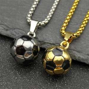 316L Stainless Steel Football Pendant Chain Necklace For Men Boy Jewelry Soccer Accessories Charm Gift