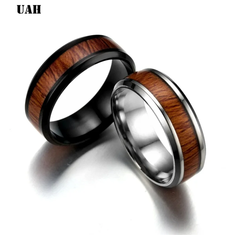 UAH Wood Grain Polishing Men Rings Middle 100% Tungsten Carbide Wedding Bands Multi-size Anillos para hombres Pierscienie - Image 5