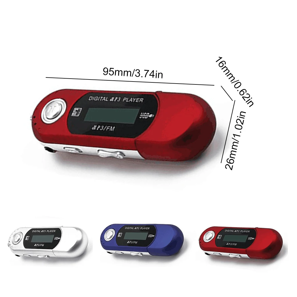 Mini MP3 Player Flash Drive LCD Music Player One Finger Control School Sliver - Image 2