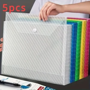 5pcs Random Color Waterproof Large-capacity File Bag Test Paper Storage Bag Documents Organizer Home Office School Stationary