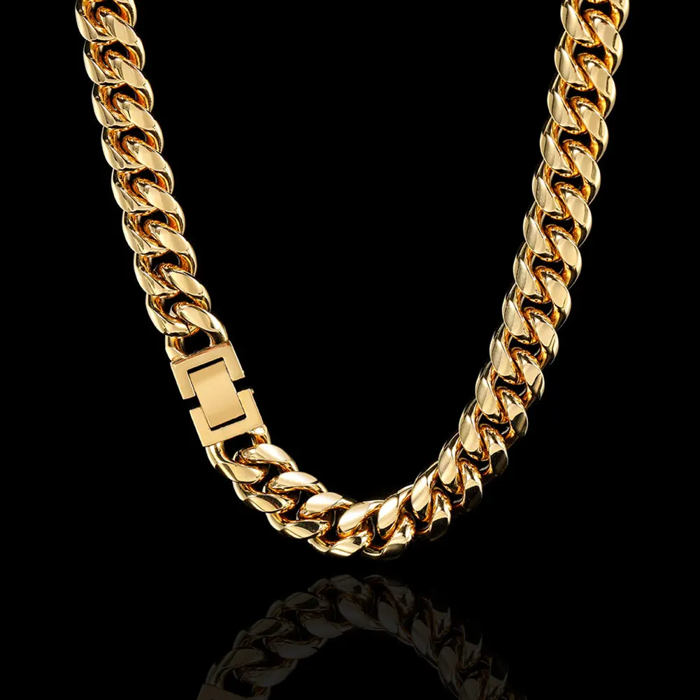 316L Stainless Steel Jewelry Man Necklace Gold Plated Curb Cuban Link Chain Friends Gift Drop Shipping - Image 8