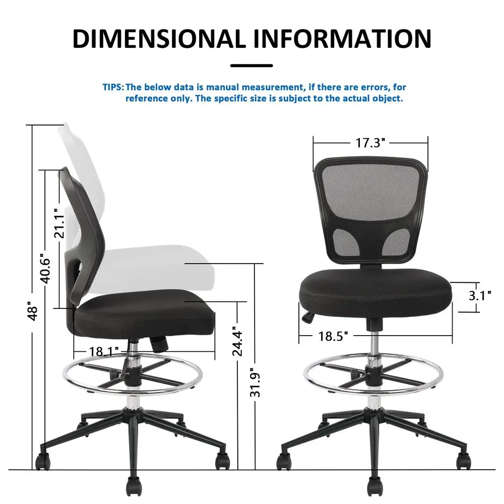 Drafting Chair Tall Office Chair Adjustable Height High Back Ergonomic Desk Chair Drafting Stool Rolling Bar Stools Chairs with - Image 2