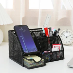 1PC Pen Holder Large Capacity Metal Desktop Storage Box for Office and School Supplies