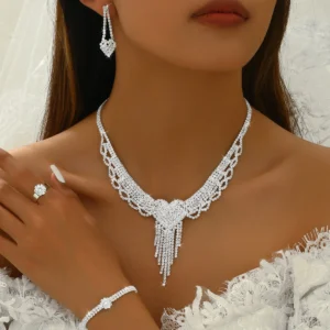 5/4/3PC Women's Fashion Design Peach Heart Tassel Earrings Necklace Bracelet Set Wedding Banquet Party Holiday Gift